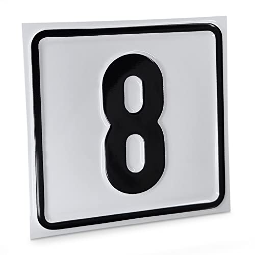 Betriebsausstattung24 Hausnummernschild Nr. 8 - Größe: 10 x 10 cm - Aluminiumschild - Farbe: weis/schwarz - Moderne Hausnummer- oder Parkplatzkennzeichnung von Betriebsausstattung24