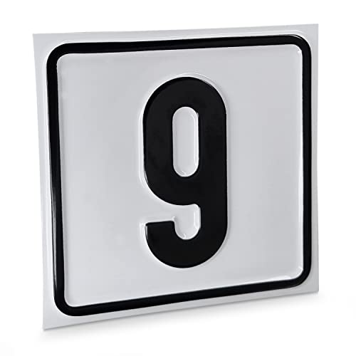 Betriebsausstattung24® Hausnummernschild Nr. 9 - Größe: 10 x 10 cm - Aluminiumschild - Farbe: weis/schwarz - Moderne Hausnummer- oder Parkplatzkennzeichnung von Betriebsausstattung24