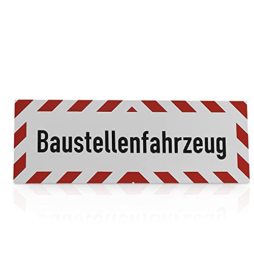 Betriebsausstattung24® Hinweisschild „Baustellenfahrzeug“ | Weich-PVC-Folie, selbstklebend Größe (BxH): 50,0 x 12,5 cm | Baustellenfahrzeug | Autoschild | Hinweisschild Kraftfahrzeuge | KFZ von Betriebsausstattung24