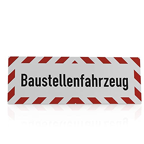 Betriebsausstattung24 Hinweisschild „Baustellenfahrzeug“ - Weich-PVC-Folie, selbstklebend Größe (BxH): 50,0 x 12,5 cm - Baustellenfahrzeug - Autoschild - Hinweisschild Kraftfahrzeuge - KFZ von Betriebsausstattung24