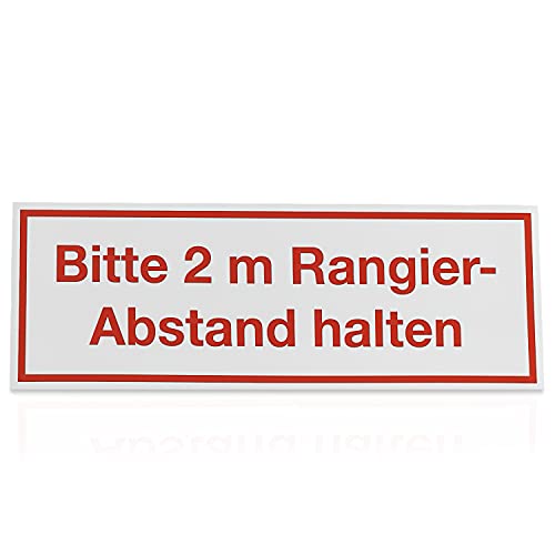 Betriebsausstattung24® Hinweisschild „Bitte 2m Rangier-Abstand halten“ | Magnetfolie Größe (BxH): 29,7 x 10,5 cm | Bitte 2m Rangier-Abstand halten | Autoschild | Hinweisschild Kraftfahrzeuge | KFZ von Betriebsausstattung24