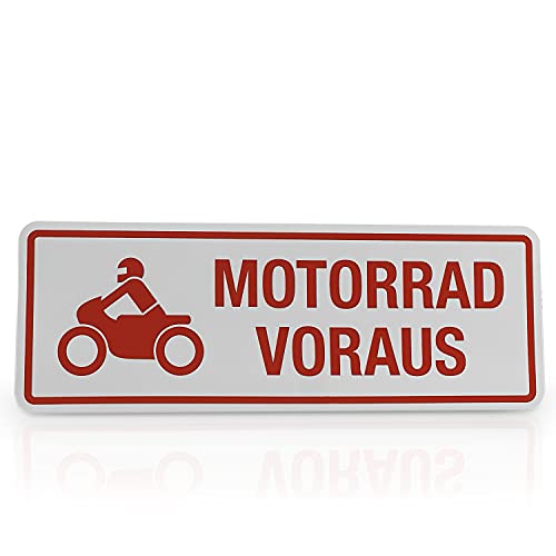 Betriebsausstattung24® Hinweisschild „Motorrad voraus“ | Magnetfolie Größe (BxH): 50,0 x 12,5 cm | Motorrad voraus | Autoschild | Hinweisschild Kraftfahrzeuge | KFZ von Betriebsausstattung24