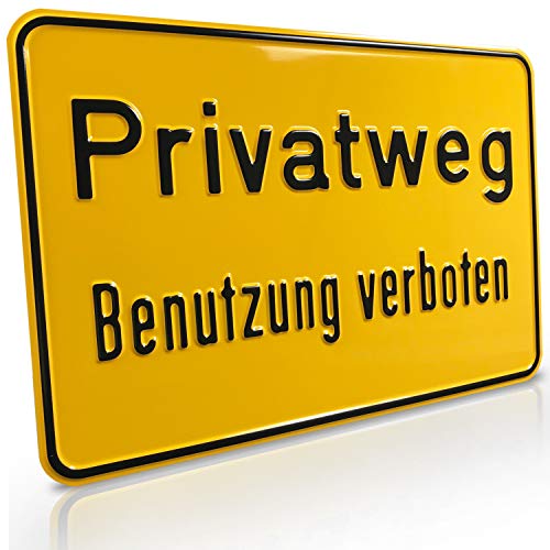 Betriebsausstattung24 Hinweisschild „Privatweg Benutzung verboten“ - Zur Grundbesitzkennzeichnung - Weg- & Straßenkennzeichnung - Aluminium - Signalgelb von Betriebsausstattung24