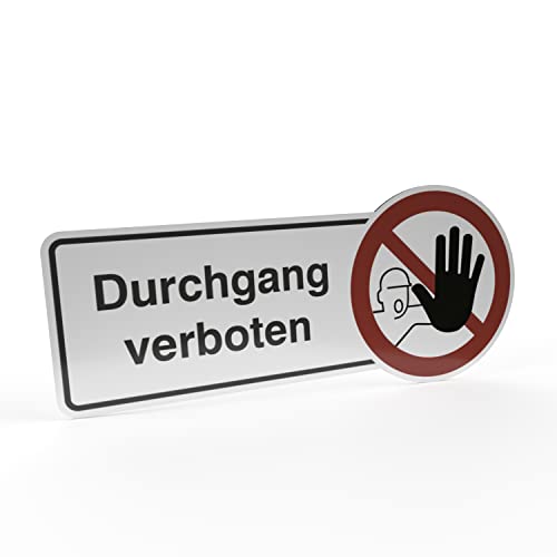 Betriebsausstattung24® Hinweisschild "Durchgang verboten" | Aluminium- Verbundplatte (BxH): 30,0 x 13,0 cm | Befestigungsart: Zum Verkleben oder Verschrauben | Text und Symbol Schild | Verbotsschild von Betriebsausstattung24