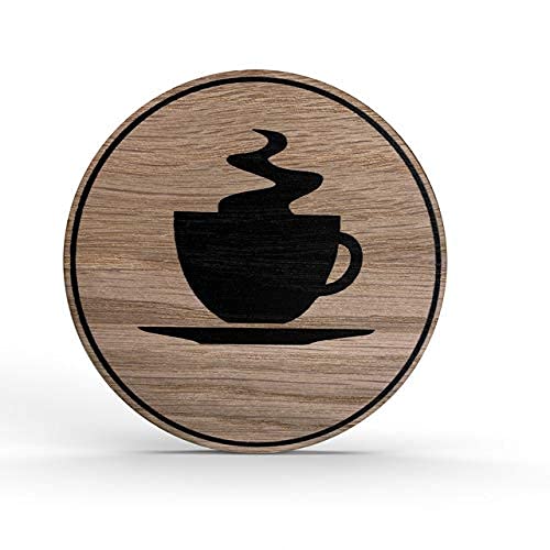 Holz-Türschild Piktogramm Kaffeetasse - Hinweisschild aus Eichenfurnier - rund Ø 10cm, eiche - Für Ihre Tür & Wand - Inkl. Klebepad - Betriebsausstattung24® von Betriebsausstattung24