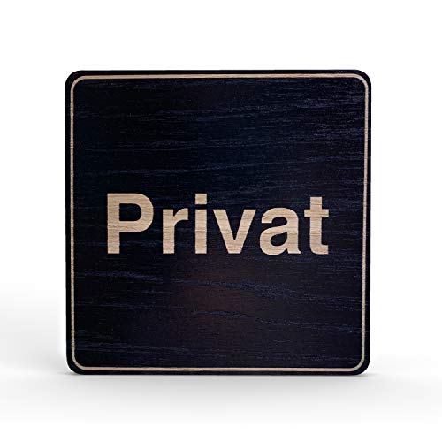 Holz-Türschild Piktogramm Privat - Hinweisschild aus Eichenfurnier - eckig 10x10 cm, schwarz - Für Ihre Tür & Wand - Inkl. Klebepad - Betriebsausstattung24® von Betriebsausstattung24