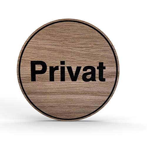Holz-Türschild Piktogramm Privat - Hinweisschild aus Eichenfurnier - rund Ø 10cm, eiche - Für Ihre Tür & Wand - Inkl. Klebepad - Betriebsausstattung24® von Betriebsausstattung24