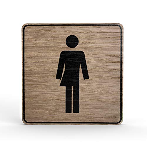 Holz-Türschild Piktogramm Unisex - Hinweisschild aus Eichenfurnier - eckig 10x10 cm, eiche - Für Ihre Tür & Wand - Inkl. Klebepad - Betriebsausstattung24® von Betriebsausstattung24