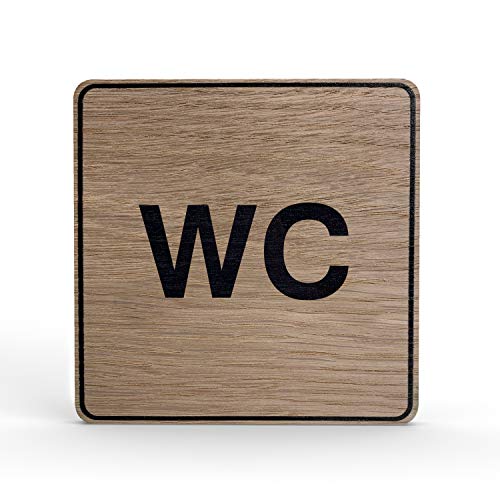 Holz-Türschild Piktogramm WC Toilette - Hinweisschild aus Eichenfurnier - eckig 10x10 cm, eiche - Für Ihre Tür & Wand - Inkl. Klebepad - Betriebsausstattung24® von Betriebsausstattung24