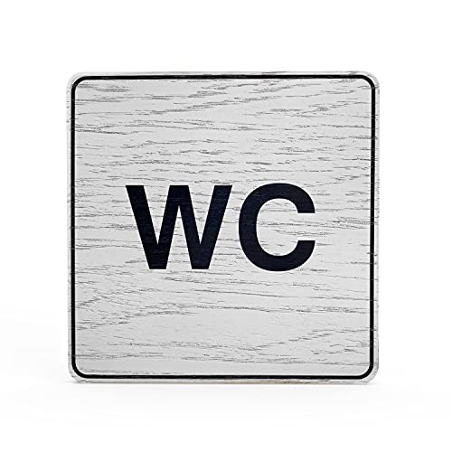 Holz-Türschild Piktogramm WC Toilette - Hinweisschild aus Eichenfurnier - eckig 10x10 cm, weiß - Für Ihre Tür & Wand - Inkl. Klebepad - Betriebsausstattung24® von Betriebsausstattung24