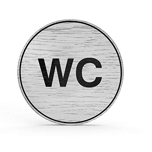 Holz-Türschild Piktogramm WC Toilette - Hinweisschild aus Eichenfurnier - rund Ø 10cm, weiß - Für Ihre Tür & Wand - Inkl. Klebepad - Betriebsausstattung24® von Betriebsausstattung24