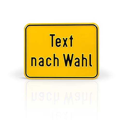 Betriebsausstattung24 Individuell gefertigtes Schild im Querformat mit Wunschtext - Geprägt - Text nach Wahl - Aluminiumschild - Gelb/schwarz - Ecken abgerundet - Größe: 40,0 x 30,0 cm von Betriebsausstattung24