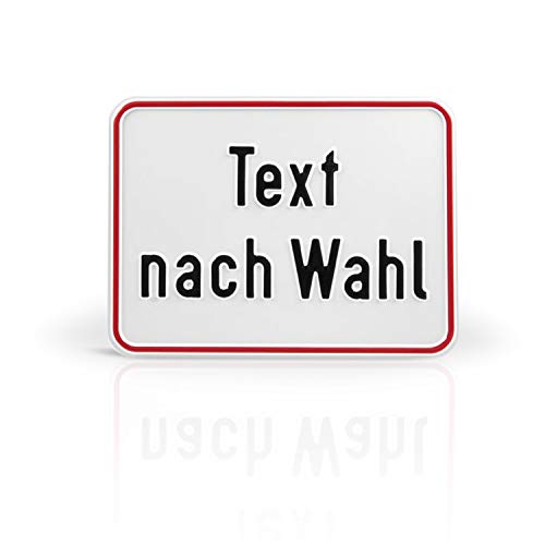 Betriebsausstattung24® Individuell gefertigtes Schild im Querformat mit Wunschtext | Geprägt | Text nach Wahl | Weißes Aluminiumschild mit schwarzer Schrift & rotem Rand | 20,0 x 15,0 cm von Betriebsausstattung24