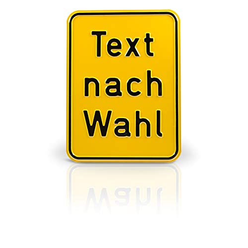 Betriebsausstattung24 Individuell Schild mit Wunschtext - Text nach Wahl - Aluminiumschild - Gelbes Schild mit schwarzer Schrift - 15,0 x 20,0 cm von Betriebsausstattung24