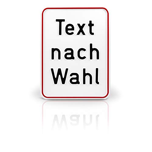 Betriebsausstattung24® Individuell gefertigtes Schild in Hochformat mit Wunschtext | Geprägt | Text nach Wahl | Aluminiumschild | Weiß - Schwarz/rot | Ecken abgerundet | Größe: 15,0 x 20,0 cm von Betriebsausstattung24