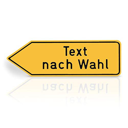 Betriebsausstattung24 Individuell gefertigtes Wegweiser-Schild - 90,0 x 30,0 cm - Linksweisend - Aluminium geprägt - Ecken abgerundet Gelb von Betriebsausstattung24