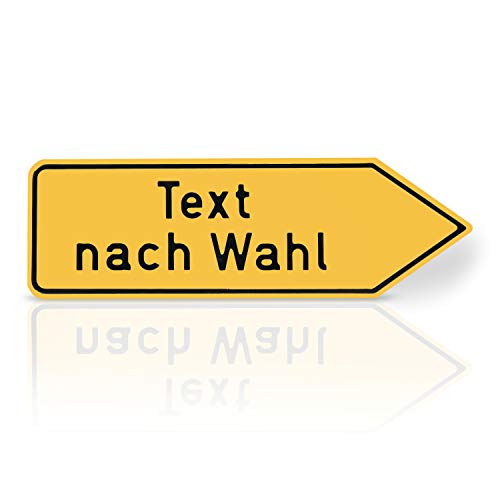 Betriebsausstattung24 Individuell gefertigtes Wegweiser-Schild - Rechtsweisend - Aluminium geprägt - Ecken abgerundet (60,0 x 25,0 cm, Gelb) von Betriebsausstattung24