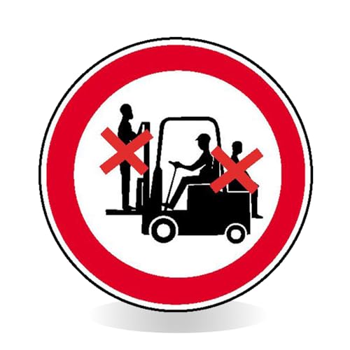 Betriebsausstattung24 Verbotsschild Mitfahren auf Gabelstapler verboten - PVC-Folie, selbstklebend - 10,0 cm Ø - Symbolschild von Betriebsausstattung24