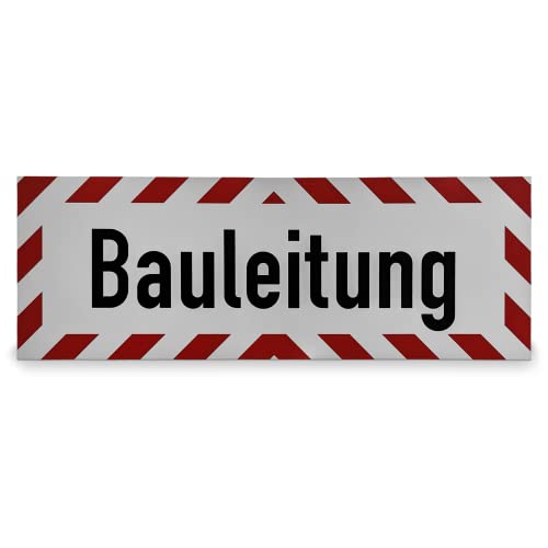 Betriebsausstattung24® Pkw Hinweisschild "Bauleitung" | Größe: 30,0 x 10,5 cm | Selbstklebende PVC- Folie | Befestigungsart: Zum Verkleben | Kfz Markierung Baustellen Schild | Auto Kennzeichnung von Betriebsausstattung24