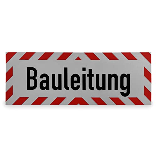 Betriebsausstattung24® Pkw Hinweisschild "Bauleitung" | Größe: 50,0 x 12,5 cm | Selbstklebende PVC- Folie | Kfz Kennzeichnung | Baustellen Schild | Auto Kennzeichnung | Fahrzeug Markierung von Betriebsausstattung24