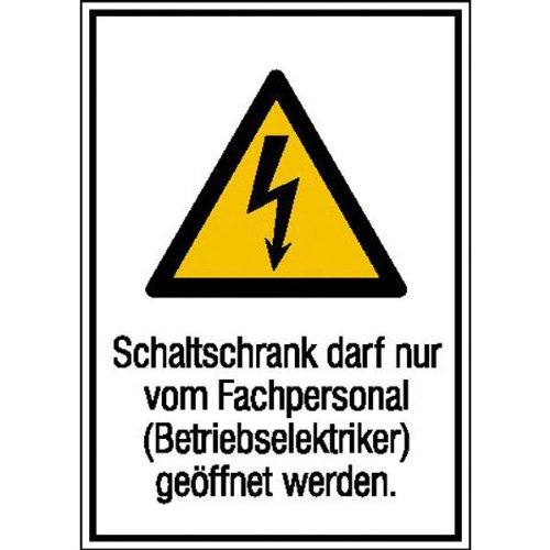 Betriebsausstattung24® Schaltschrank darf nur von Fachpersonal Warnschild, selbstkl.,13,10x18,50cm von Betriebsausstattung24