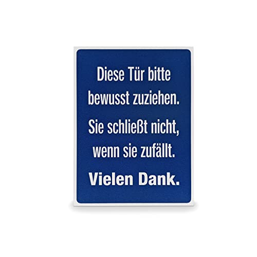 Betriebsausstattung24® Türschild "Diese Tür bitte bewusst zuziehen…" | Größe (BxH): 6,0 x 8,0 cm | Material: Selbstklebende Folie | Farbe: Blau | Hinweisschild Tür von Betriebsausstattung24