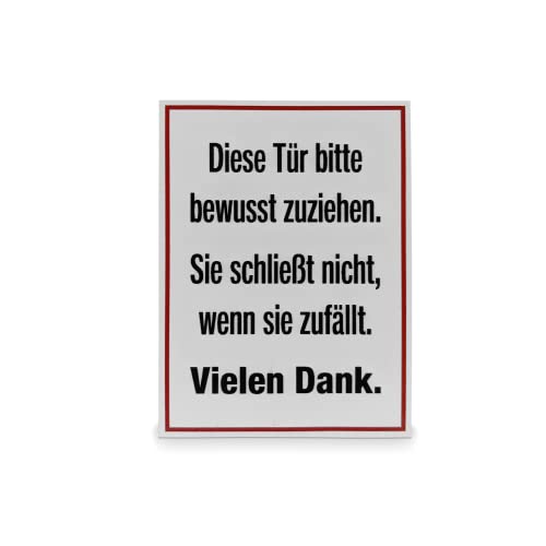 Betriebsausstattung24 Türschild "Diese Tür bitte bewusst zuziehen…" - Größe (BxH): 6,0 x 8,0 cm - Material: Selbstklebende Folie - Farbe: Weiß - Hinweisschild Tür von Betriebsausstattung24