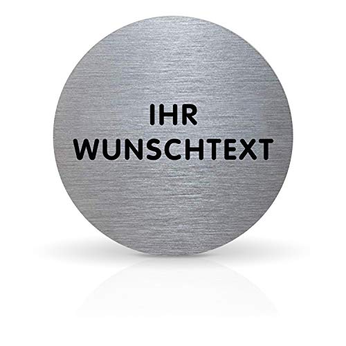 Betriebsausstattung24® Türschild Piktogramm - rund - Aluminium - mit Klebepad - Ø 7,0 cm (Ihr Wunschtext) von Betriebsausstattung24