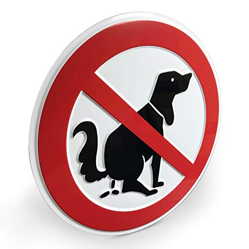Betriebsausstattung24 Verbotsschild „Hier ist kein Hundeklo“ - Hundetoilette - Hinweisschild - Wetterfeste - Aluminium Geprägt - Farbe: Weißes Schild mit rotem Verbotszeichen - Größe: Ø 20,0 cm von Betriebsausstattung24