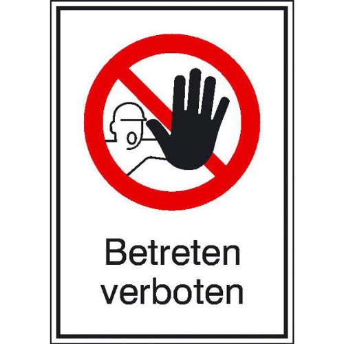 Betriebsausstattung24® Warn-Kombischild „Betreten verboten“ | Sicherheitsschild/Warnschild | Betriebssicherheit | Folie, 13,1 x 18,5 cm von Betriebsausstattung24