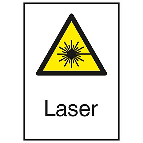 Betriebsausstattung24® Warn-Kombischild „Laser“ | Sicherheitsschild/Warnschild | Betriebssicherheit | Aluminium, 13,1 x 18,5 cm von Betriebsausstattung24
