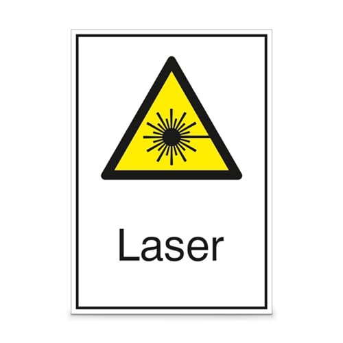 Betriebsausstattung24® Warn-Kombischild „Laser“ | Sicherheitsschild/Warnschild | Betriebssicherheit | Hart-PVC, 21,0 x 29,7 cm von Betriebsausstattung24