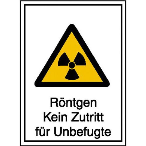 Betriebsausstattung24® Warn-Kombischild „Röntgen - Kein Zutritt für Unbefugte“ | Sicherheitsschild/Warnschild | Betriebssicherheit | Hart-PVC, 14,8 x 21,0 cm von Betriebsausstattung24