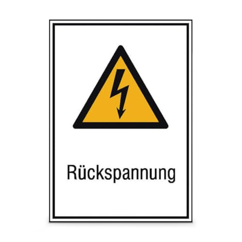 Betriebsausstattung24® Warn-Kombischild „Rückspannung“ - Sicherheitsschild/Warnschild - Betriebssicherheit - Folie, 13,1 x 18,5 cm von Betriebsausstattung24