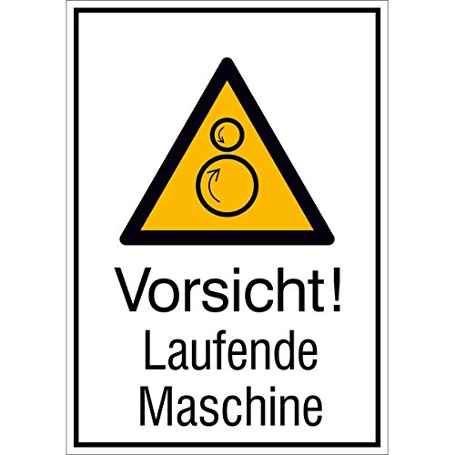 Betriebsausstattung24® Warn-Kombischild „Vorsicht! Laufende Maschine“ | Sicherheitsschild/Warnschild | Betriebssicherheit | Folie, 13,1 x 18,5 cm von Betriebsausstattung24