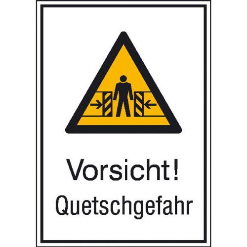 Betriebsausstattung24® Warn-Kombischild „Vorsicht! Quetschgefahr“ | Sicherheitsschild/Warnschild | Betriebssicherheit | Aluminium, 26,2 x 37,1 cm von Betriebsausstattung24