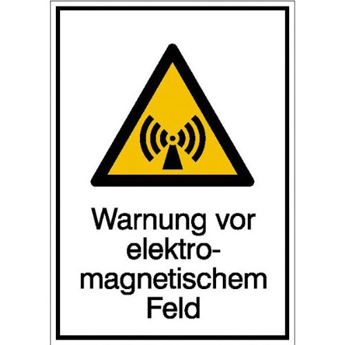 Betriebsausstattung24® Warn-Kombischild „Warnung vor elektromagnetischem Feld“ | Sicherheitsschild/Warnschild | Betriebssicherheit | Aluminium, 26,2 x 37,1 cm von Betriebsausstattung24