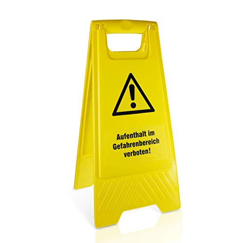 Warnaufsteller "Aufenthalt im Gefahrenbereich verboten!" - Kunststoff - Gelb - Höhe 61 cm - zusammenklappbar - Viele verschiedene Motive - Betriebsausstattung24® von Betriebsausstattung24