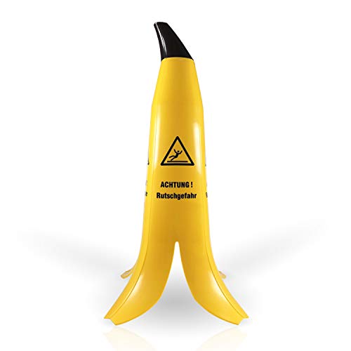 Betriebsausstattung24 Warnbanane „ACHTUNG! Rutschgefahr“ - Warnaufsteller in Bananenoptik - 4-seitig bedruckt - Stapelbar - Signalgelb - Größe 60 cm, Gelb von Betriebsausstattung24