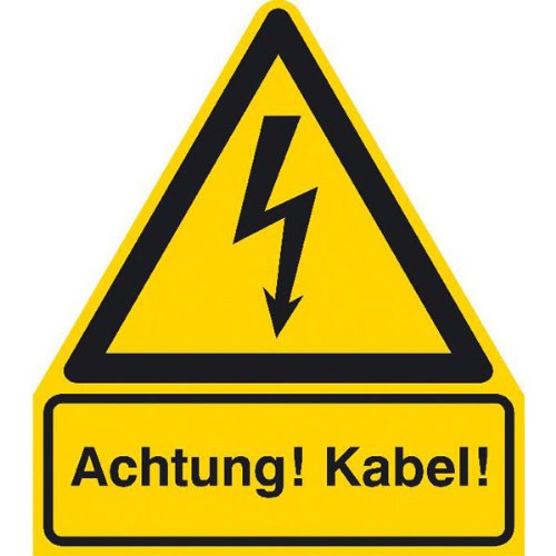 Betriebsausstattung24® Warnschild Achtung! Kabel! Kombischild, Alu geprägt, Gröߟe 21,00x24,50 cm von Betriebsausstattung24
