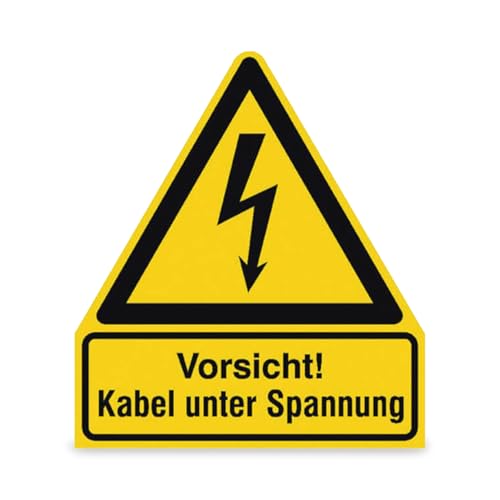 Betriebsausstattung24 Warn-Kombischild "Vorsicht! Kabel unter Spannung" - Aluminium, geprägt - 21,0 x 23,8 cm - DIN EN ISO 7010 von Betriebsausstattung24