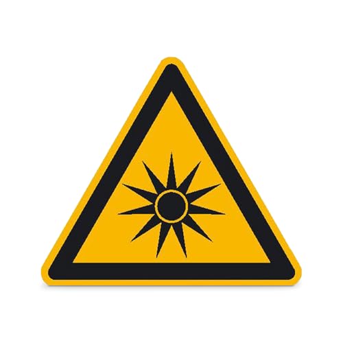 Betriebsausstattung24® Warnschild auf Bogen Warnung vor optischer Strahlung 44 Stk/Bogen Gröߟe Einzeletikett (SL): 2,5 cm PVC-Folie, selbstklebend von Betriebsausstattung24