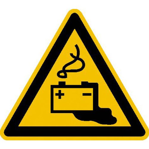 Betriebsausstattung24 Warnschild Warnung vor Gefahren durch das Aufladen von Batterien - PVC-Folie, selbstklebend - 20,0 cm Seitenlänge - W026 von Betriebsausstattung24