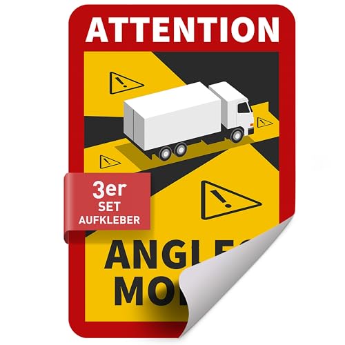 Betriebsausstattung24 3er Set Ablösbare Folie Attention Angles Morts LKW - Non-permanent haftende PVC- Folie 17,0 cm x 25,0 cm - Toter Winkel Warnschild - Frankreich Hinweisschild von Betriebsausstattung24