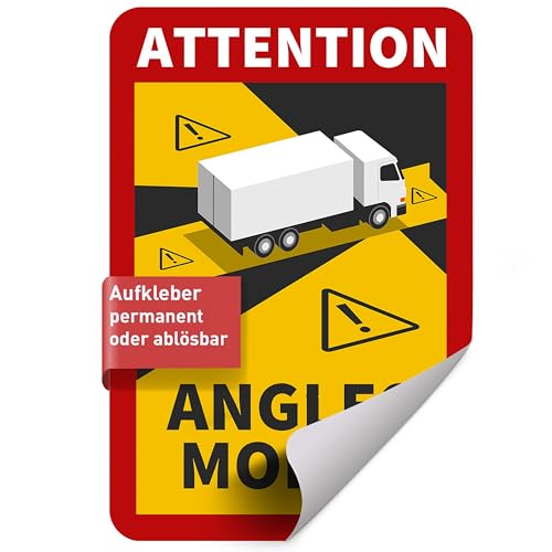 Betriebsausstattung24 Ablösbare Folie Attention Angles Morts LKW - Non-permanent haftende PVC- Folie 17,0 cm x 25,0 cm - Toter Winkel Warnschild - Frankreich - Hinweisschild von Betriebsausstattung24