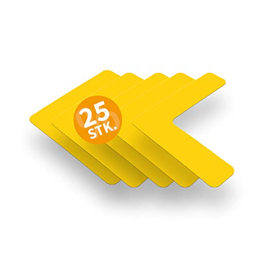 Betriebsausstattung24® Stellplatzmarkierung zur Lagerplatzkennzeichnug | TYP L-Stück | PVC selbstklebend | sofort befahrbar | 25 Stück (VE) (5,0/20,0 x 20,0, gelb) von Betriebsausstattung24