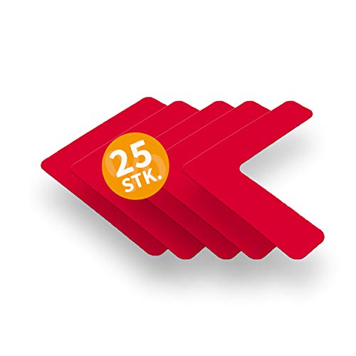 Betriebsausstattung24® Stellplatzmarkierung zur Lagerplatzkennzeichnug | TYP L-Stück | PVC selbstklebend | sofort befahrbar | 25 Stück (VE) (5,0/20,0 x 20,0, rot) von Betriebsausstattung24