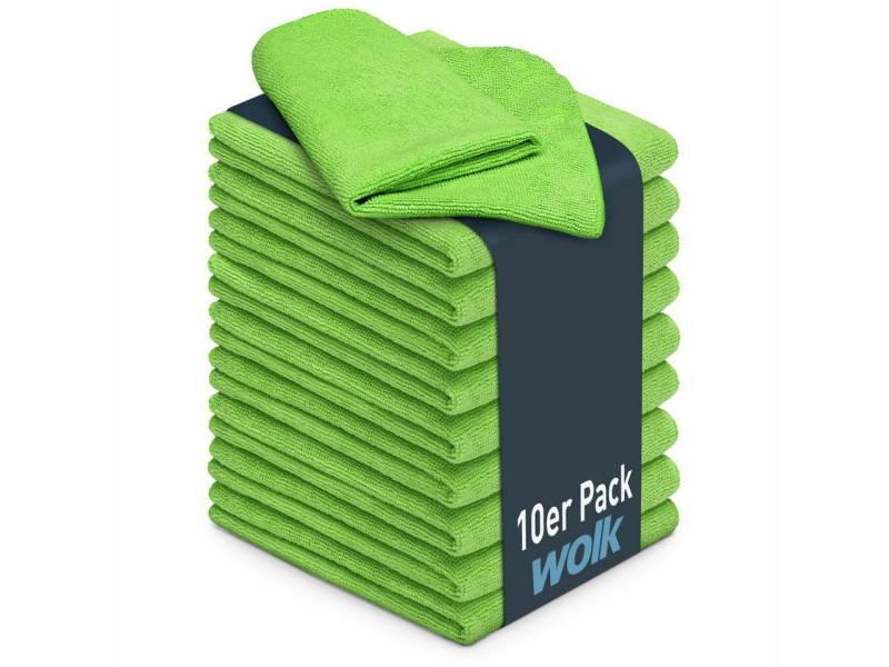 wolk Universaltuch (fusselfrei und frotteeartig) Mikrofasertuch (Polyester, 40x40 cm, 10er-Set, hygienisch auf 90° waschbar) von wolk