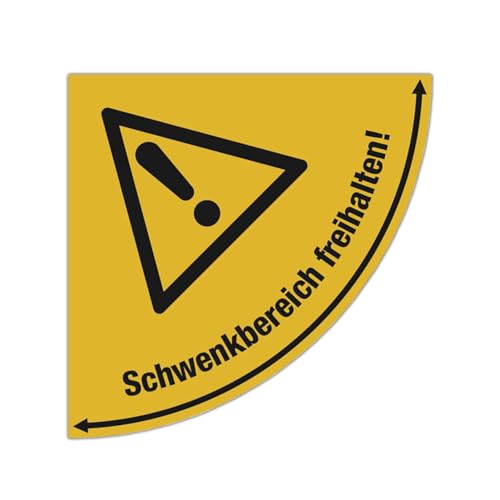 Bodenmarkierung für Türbereiche "Schwenkbereich freihalten" mit Ausrufezeichen Symbol BxL: 98,5 x 98,5 cm - Rutschhemmung R 10 - Gelb - selbstklebend von Betriebsausstattung24