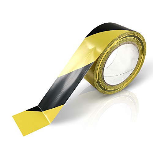Betriebsausstattung24 Bodenmarkierungsband - 7,5 cm x 33,0 m - Gelb/Schwarz - Warnklebeband - Boden- & Wandtape - Selbstklebend - Leicht zu entfernen von Betriebsausstattung24